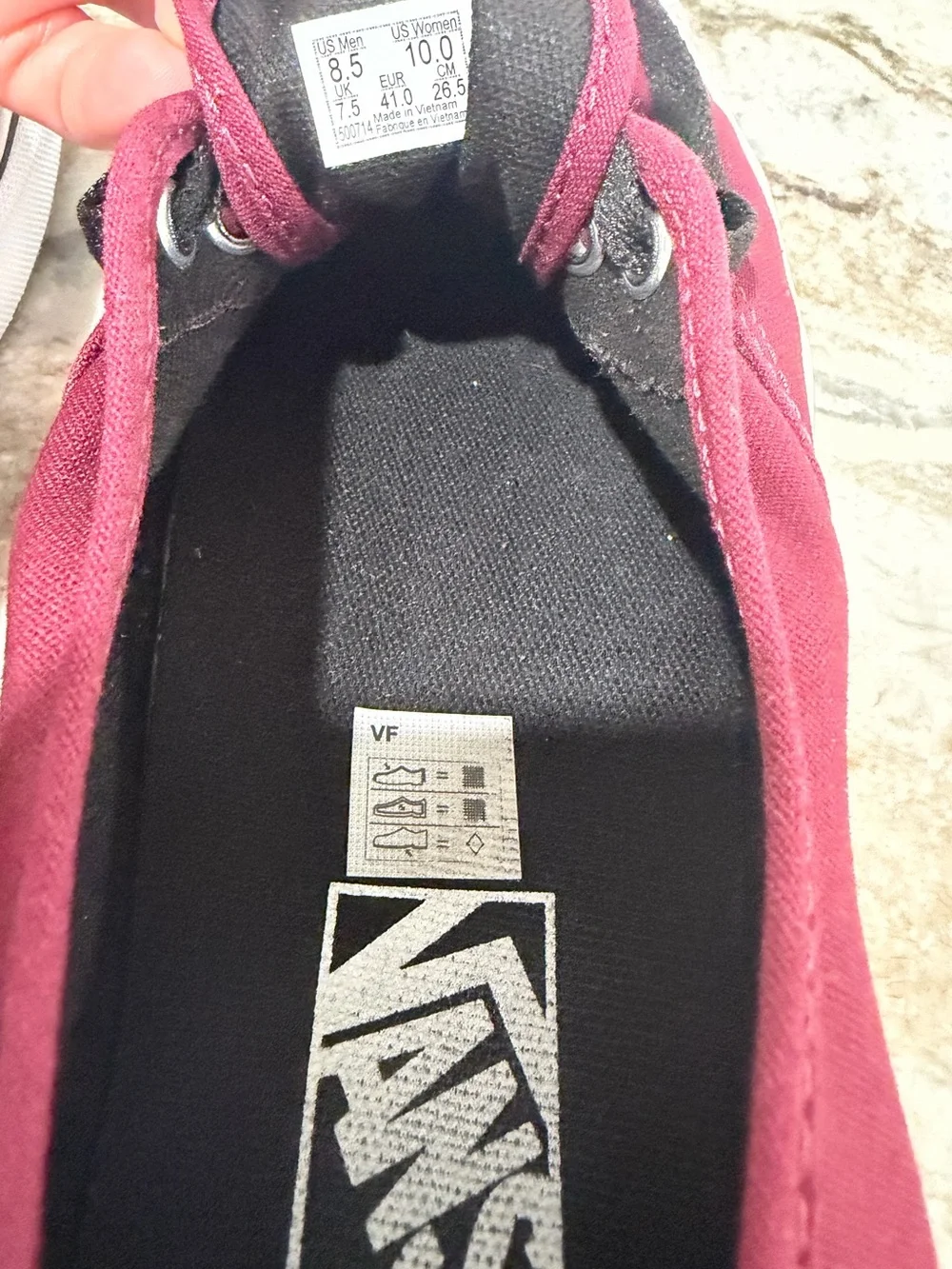 Vans Authentic Port Royal Red Burgundy/Black Canvas Low-Top Sneakers W 10 M 8.5
